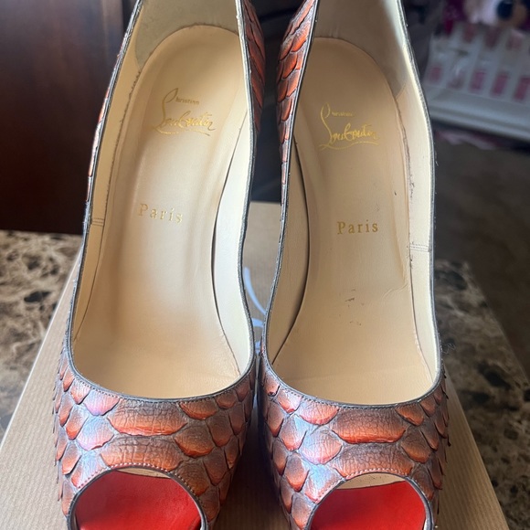 Christian Louboutin Python Fairy Tale Platform Heel Pumps Shoes - Picture 2 of 5